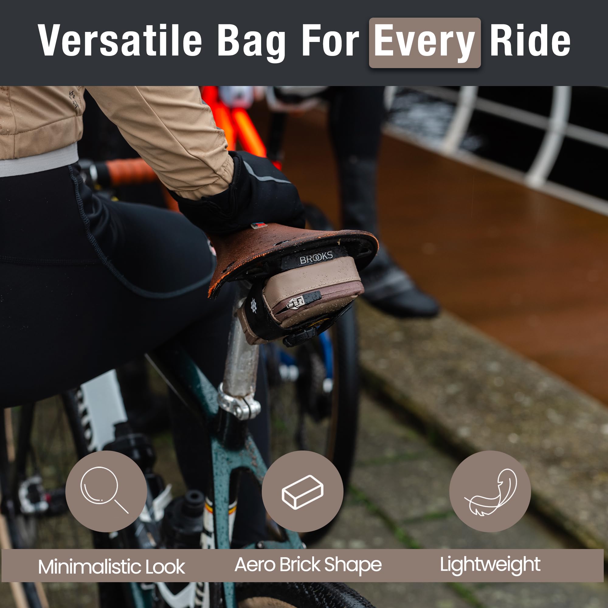 Lumiere & Co. Falcon Magnetic Bike Saddle Bag – 0.69L | 6" x 3.5" x 2" | Sleek Minimalist Brick Design, Fast Magnetic Buckle Attachment | Road Cycling–Specific Bike Seat Bag (Black, Large)