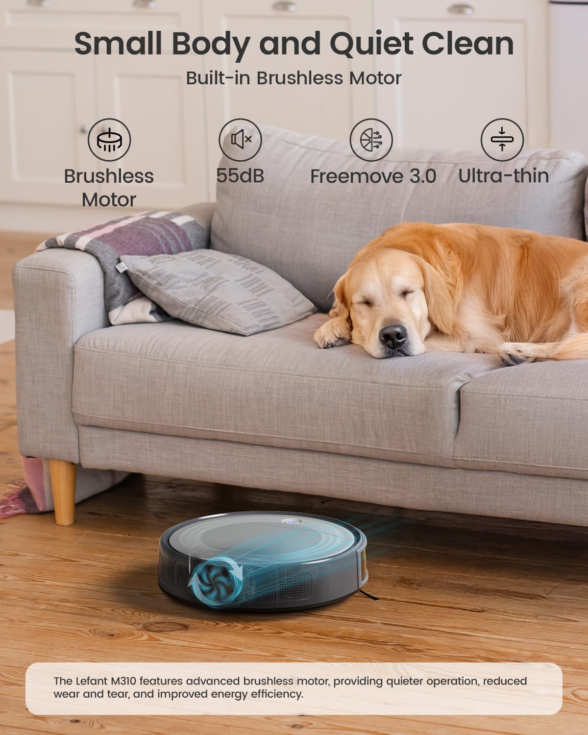 Lefant M210 Robot Vacuum Cleaner, 2200Pa Strong Suction, 7.8cm Thin 28cm DIA, Automatic Self-Charging Small Robotic Vacuums, Wi-Fi/App/Alexa Control, Ideal for Pet Hair Hard Floor and Carpet