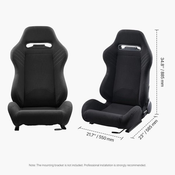 VEVOR Racing Seat, 2 Set, Adjustable Racing Cockpit with Wide Angle Reclining & High-Resilience Foam, Comfortable Racing Chair with Polyester Fabric & Q235B Slider, Fit for Racing Cars & Go-Karts