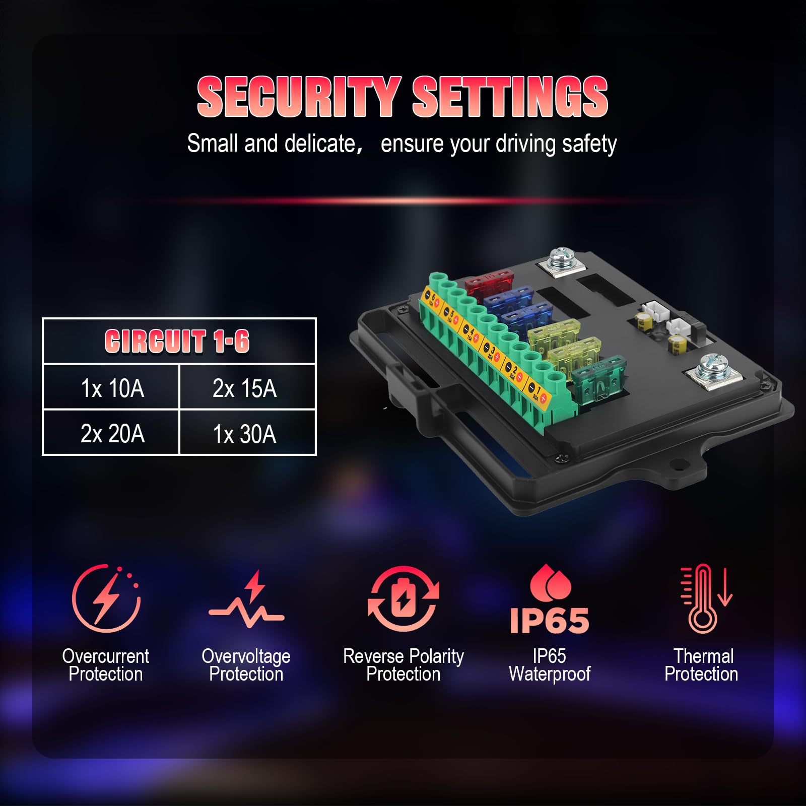 Chelhead RGB 6 Gang Switch Panel with APP Control, Universal Circuit Control Relay System, Multi-Function Bluetooth Remote Switch Panel, Compatible with Truck Boat SUV RV Trailer Marine ATV UTV