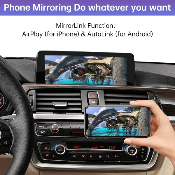 Road Top Wireless Carplay Retrofit Kit Decoder for BMW 1 2 3 4 Series with NBT System F20 F21 F22 F23 F30 F31 F32 F33 2011-2015 Year, Support Wireless Android Auto, Mirrorlink, Reverse Camera