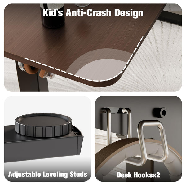 ERGOMAKER Electric Height Adjustable Standing Desk 80x60cm (31.5"x23.6"), Sit Stand Desk with Splicing Top for Home Office (Black Frame + Black Desktop)