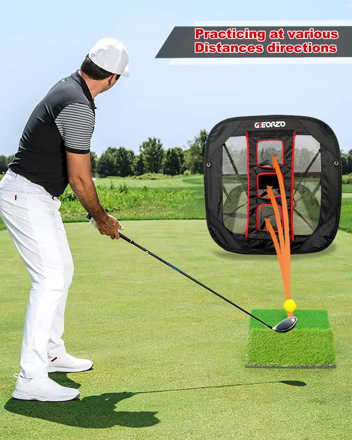 Golf Chipping Net, GEEORZO Pop Up Golf Practice Net, Golf Swing Training Aid for Backyard Outdoor Indoor - Golf Gift for Men Women