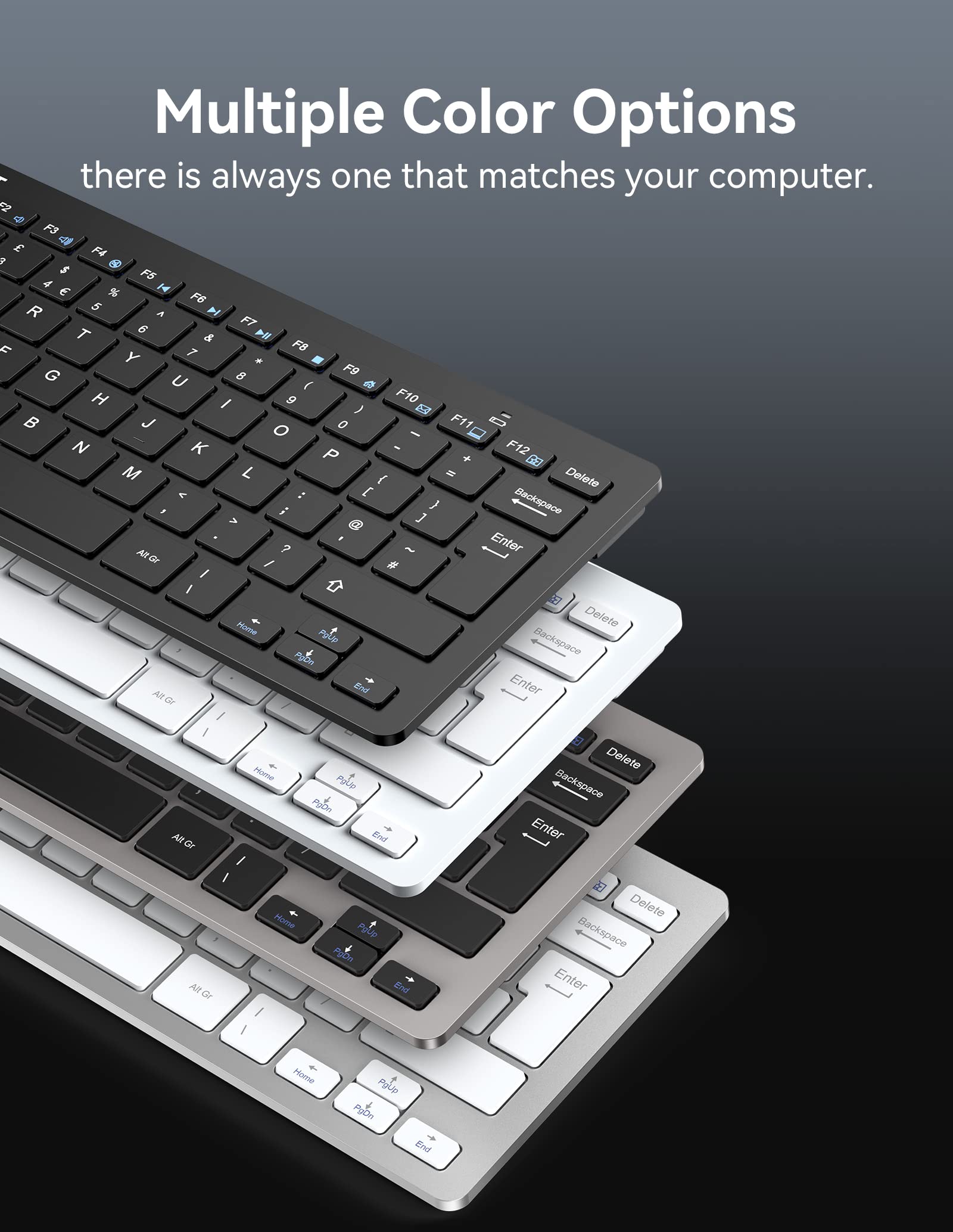 TECKNET 2.4G Wireless Keyboard For Windows/Chrome OS, UK Layout Compact Mini Keyboard, Small Silent Whisper-Quiet Keyboards with 12 months Battery Life (Pink)