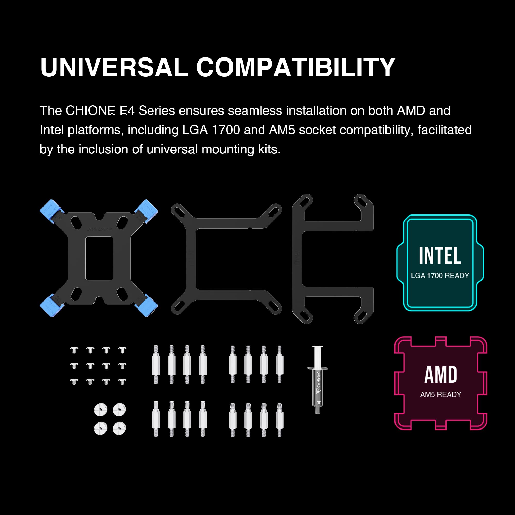 GAMDIAS CHIONE E4 240mm AIO Liquid CPU Cooler, Real-Time Digital Display Patented PWM Pump, 2 x 120mm Easy Cable Management Daisy Chained Fans w/ ARGB Sync, Intel LGA 1851/1700/1200；AMD AM5/AM4, Black