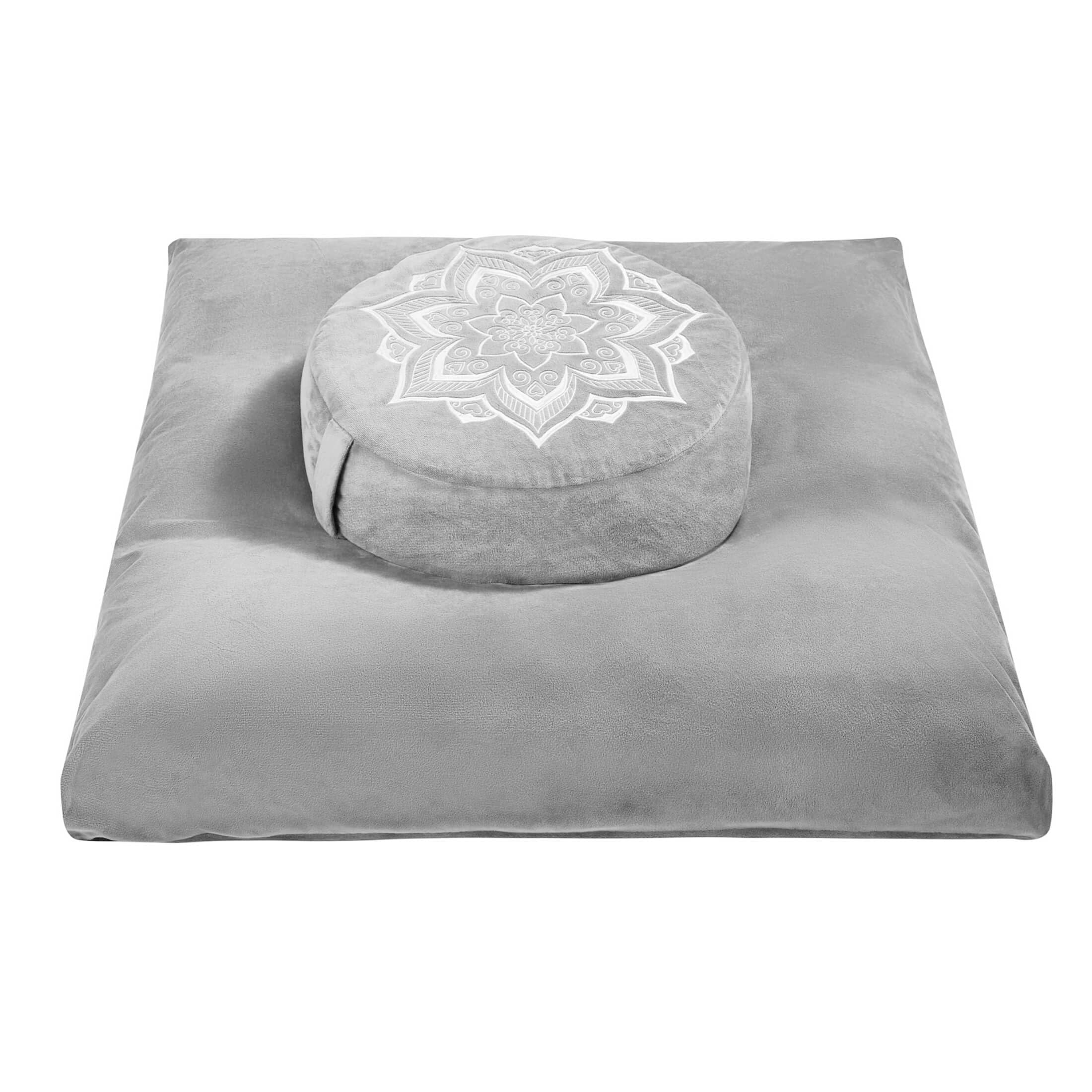 hunnidspace Meditation Cushion with Washable Premium Velvet Cover,100% Memory Foam Square Floor Cushion and Buckwheat Cushion Seating for Adults and