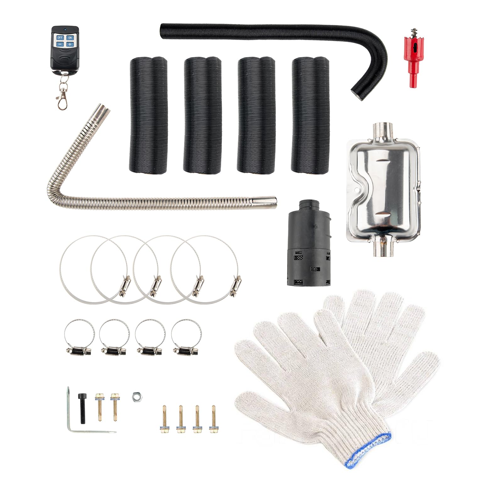 ShockFlo 12V 5KW Diesel Air Heater, All in One Parking Heater Kit with Remote Control, Silencer and LCD Display, Fast Heating, for RV Truck, Motorhomes, Boat, Bus, Car Trailer, Caravans