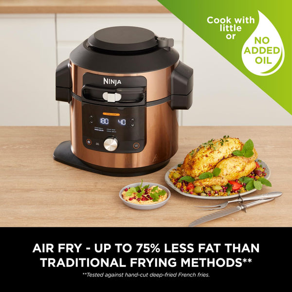 Ninja Foodi MAX 14-in-1 SmartLid Multi Cooker, 7.5L Electric Pressure Cooker & Air Fryer, Combi-Steam, Slow Cook, Bake, Grill, Copper/Black Amazon Exclusive OL650UKCP