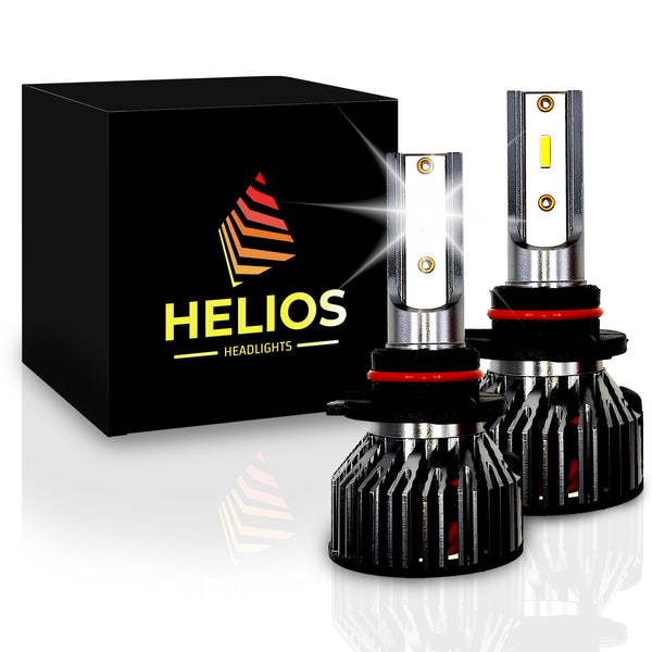 HELIOS H4 / HB2 Headlight Bulbs Led 18000 LM Super Bright Fan Cooling All In One Cool White Conversion Kit Hi/Lo (DC 9-30V) 6000K (36W x2) 30,000Hours over 200% Brighter, Braided Cable