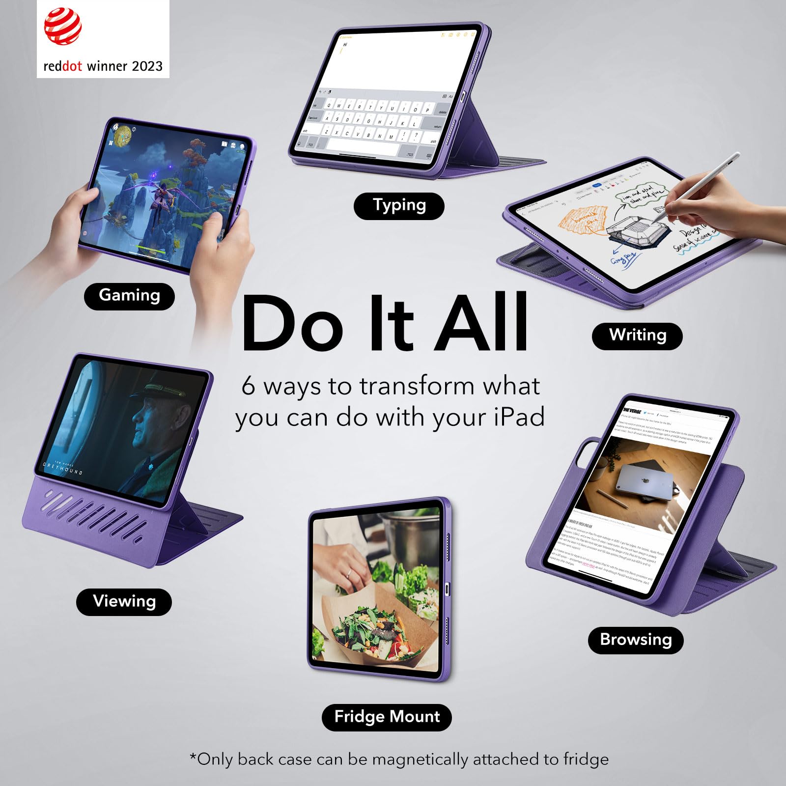 ESR for iPad Pro 12.9 Case (6th/5th Generation, 2022/2021), Removable Magnetic Cover, Adjustable Portrait/Landscape Stand with Raised Display View, 9 Standing Angles, Shift Series, Black