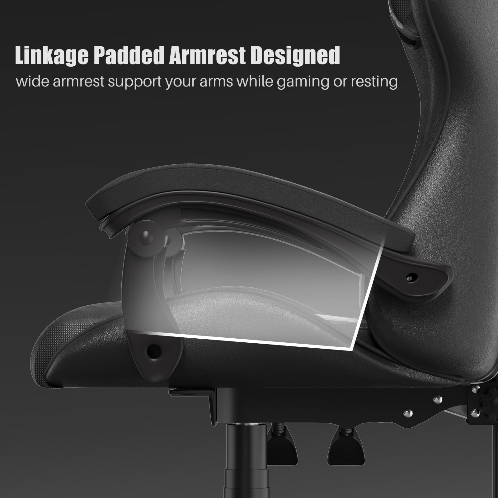 bigzzia Ergonomic Gaming Chair - Gamer Chairs with Lumbar Cushion + Headrest, Height-Adjustable Office & Computer Chair for Adults (without footrest, White)