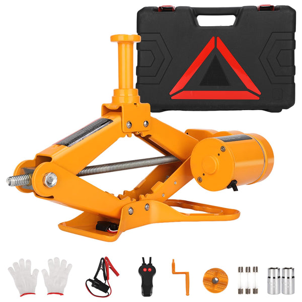 ROGTZ 12V Electric Scissor Jack – Low Profile 3 Tonne Car & Trailer Floor Jack Kit | Emergency Tyre Change & Repair Set with LED Light & Auto‑Lock | Carrying Case Yellow