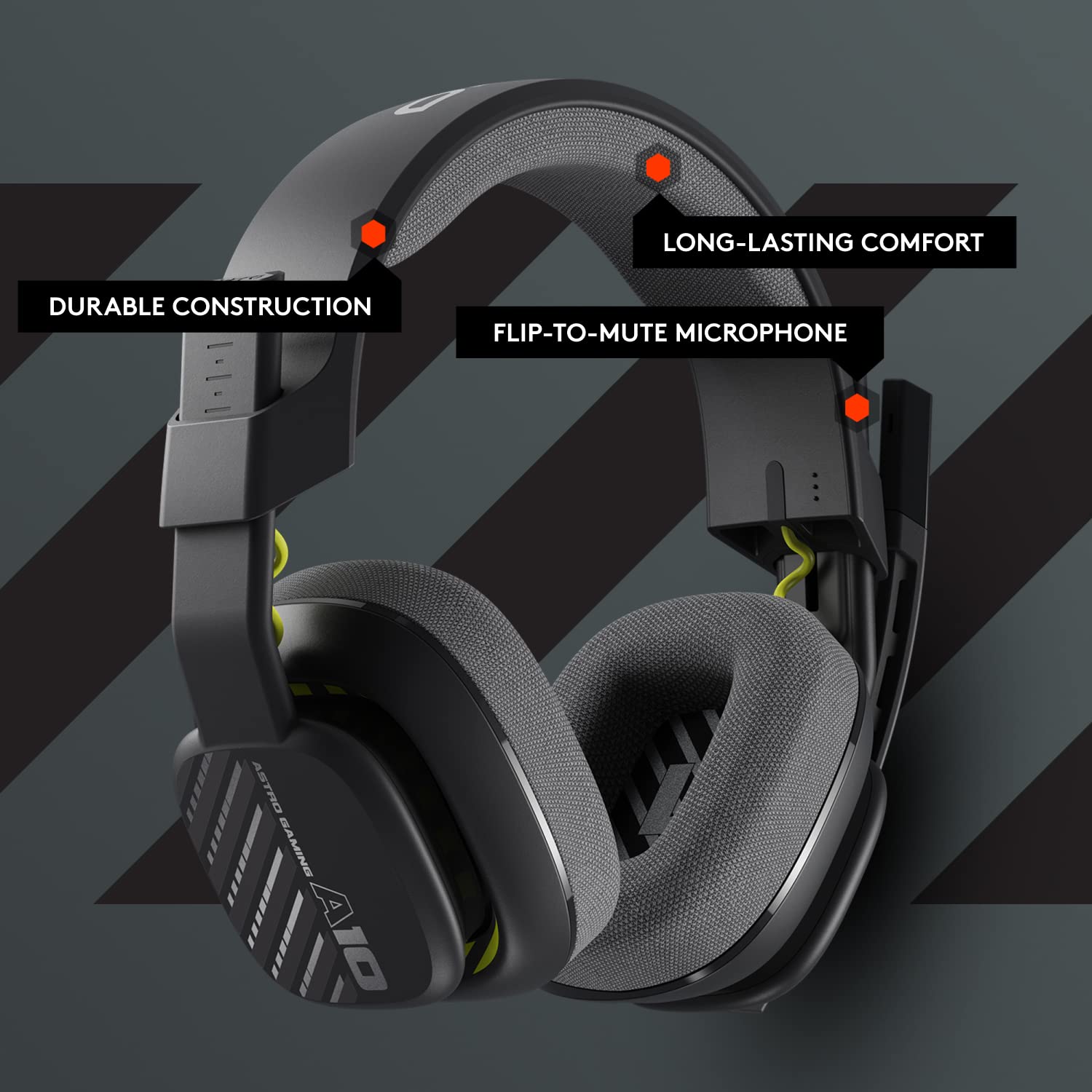 ASTRO A10 Gaming Headset Gen 2 Wired Headset, Over-ear Gaming Headphones, Lightweight & damage resistant, Flip-to-mute microphone, 32 mm drivers, Compatible with PS5, PS4, Nintendo Switch, PC - Black