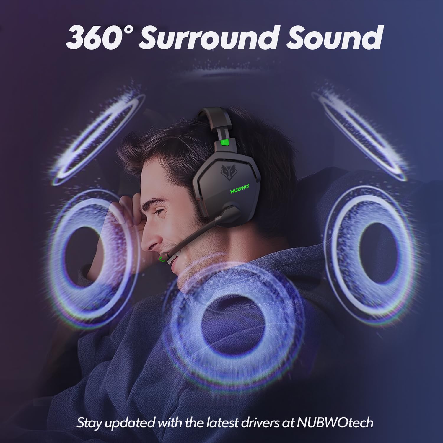 NUBWO G06 Pro Wireless Gaming Headset with Charging Station for Headset & PS5 Controller, 17ms Low Latency, 120H Battery Life, Dynamic 50mm Drivers-White (Only Compatible with PS5)