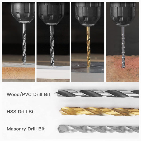 C P CHANTPOWER Drill Bit Sets, 100 Pcs HSS Titanium Screwdriver Bits with Storage Case for Metal, Wood, Masonry, Includes Countersink Drill Bit Blue