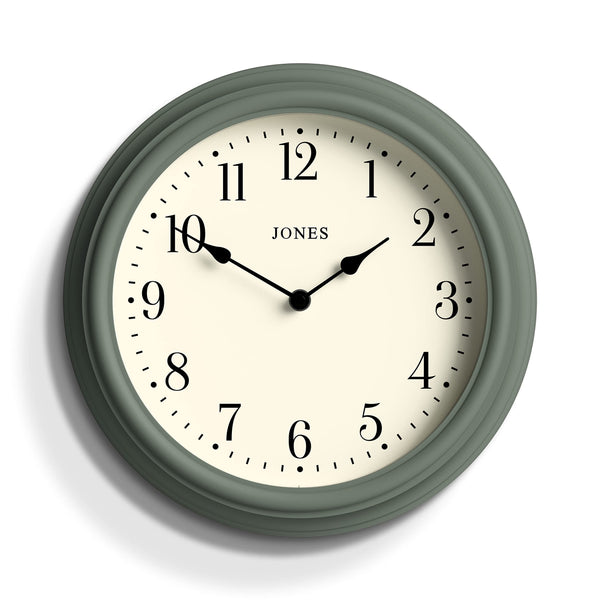 Jones Clocks Venetian wall clock | Classic round clock | 30cm | Green | Arabic numerals | Traditional design ideal for kitchen, living room or
