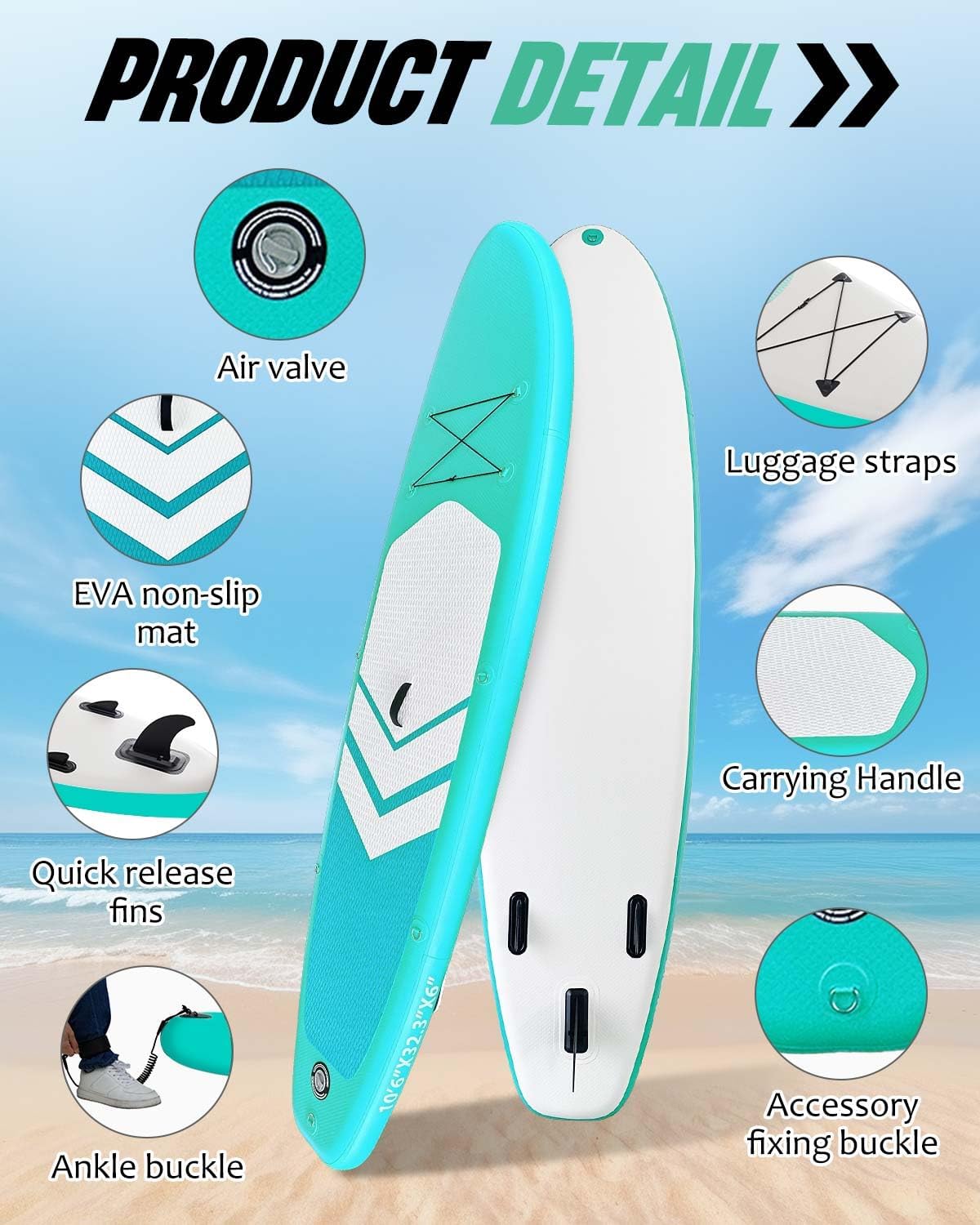 Victoper Inflatable Stand Up Paddle Board Surfboard Complete with Premium Paddle Board Accessories Wide Stable Non-Slip Paddle Boards for All Skill Yoga