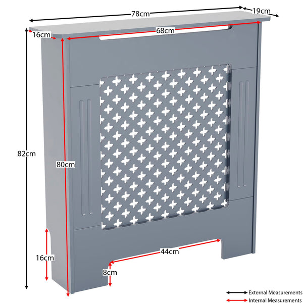Vida Designs Oxford Radiator Cover – Traditional Cross Pattern, Olive Grey, MDF, Modern Painted Finish, Heat Efficient, Small, (H 82 x W 78 x D 19 cm)