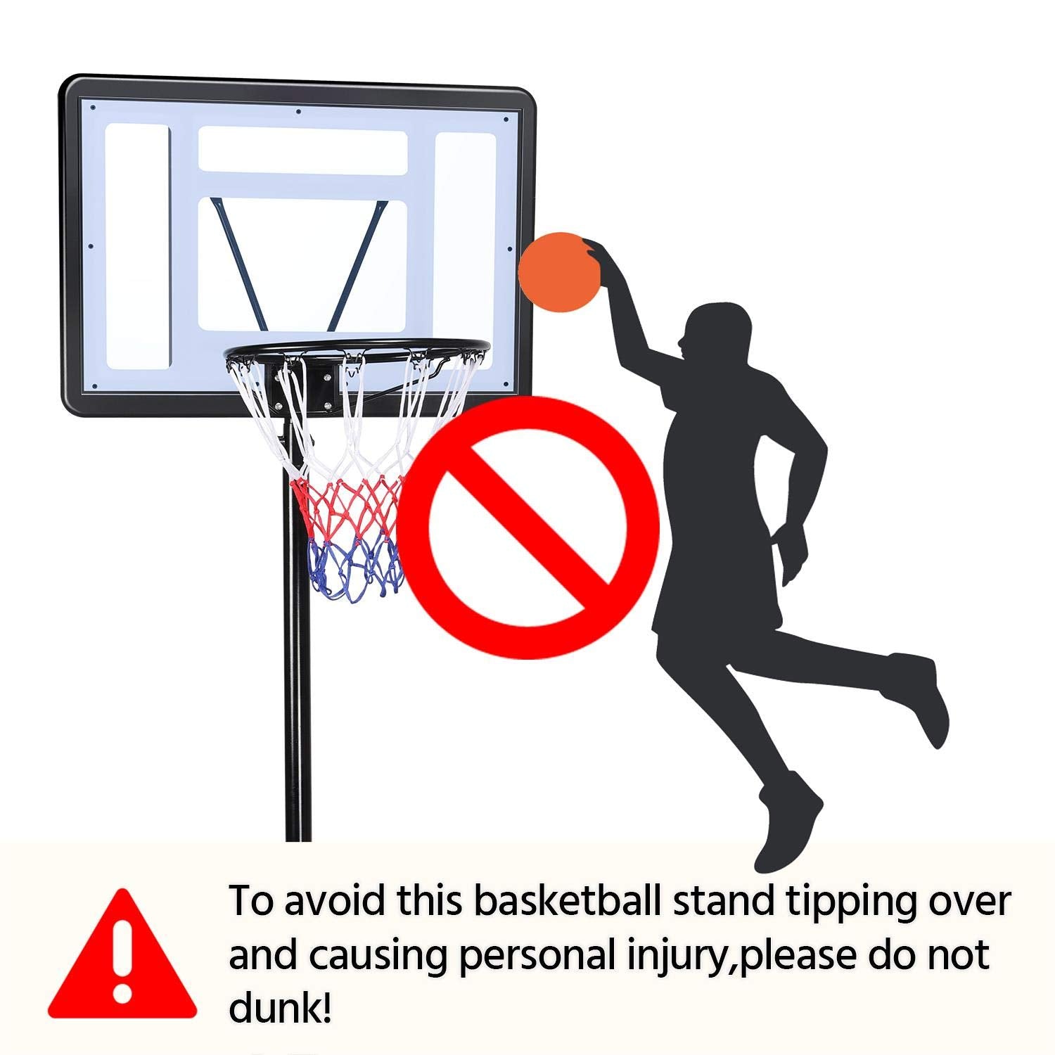 Yaheetech Outdoor Adjustable Basketball Stand, Portable Basketball Hoop Net System on Wheels