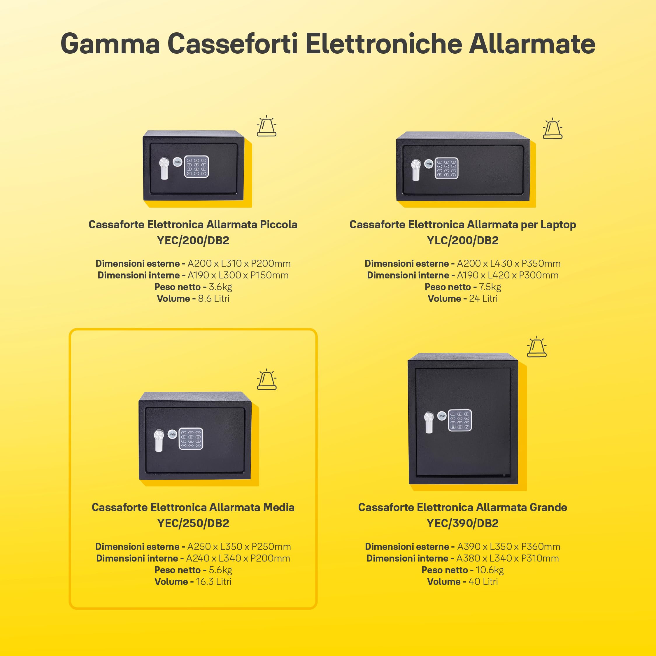 Yale - Electronic Alarmed Safe Laptop - Standard Security - YLC/200/DB2