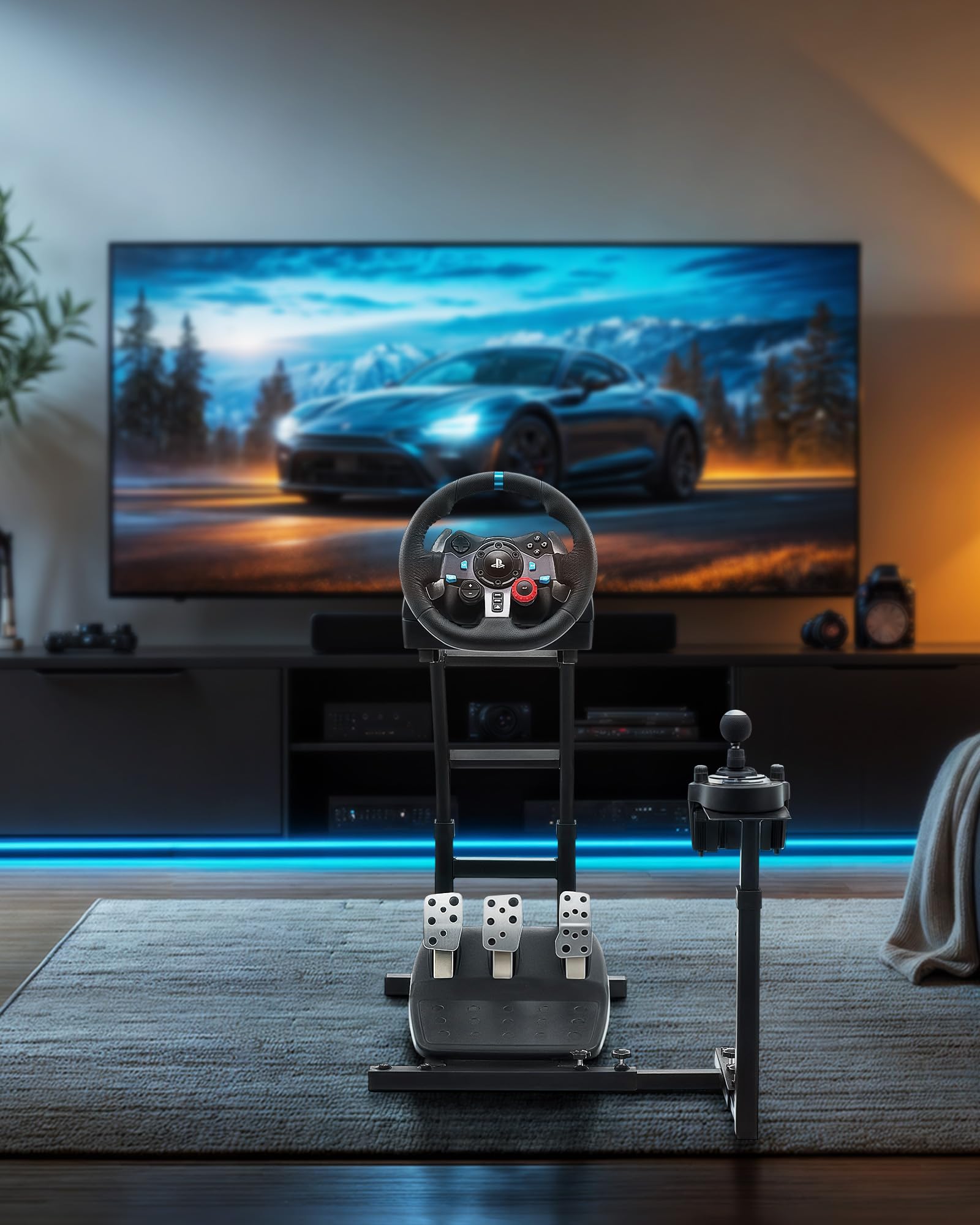 CO-Z Racing Wheel Stand Compatible with Logitech G27, G29, G920, Thrustmaster T300RS, T80, Adjustable Height for PS4, Xbox One, Series X|S, PC Gaming