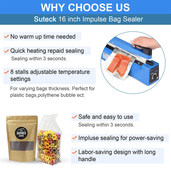 Heat Sealer, Plastic Bag Sealer, Impulse Heat Sealer, Tabletop Impulse Sealer, Manual Bags Sealer, Heat Sealing Machine,for Plastic Bags PE PP Bags &