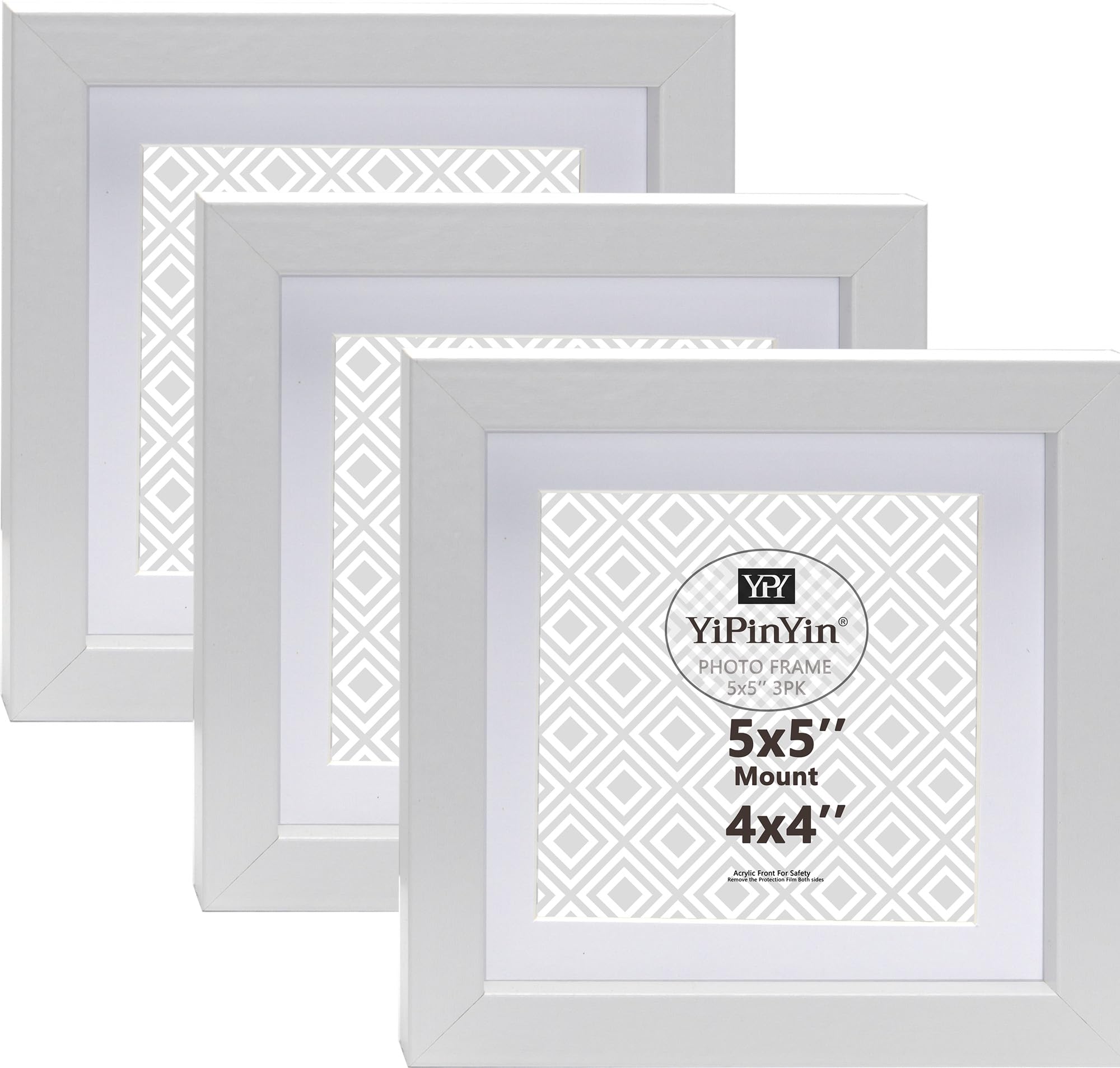 Black 50x70cm Boxed Picture Frames Set of 3 with Mounts for 40x60cm, 70x50cm poster frame with Acid Free mount for 40x60cm photo (Black 3Pack)