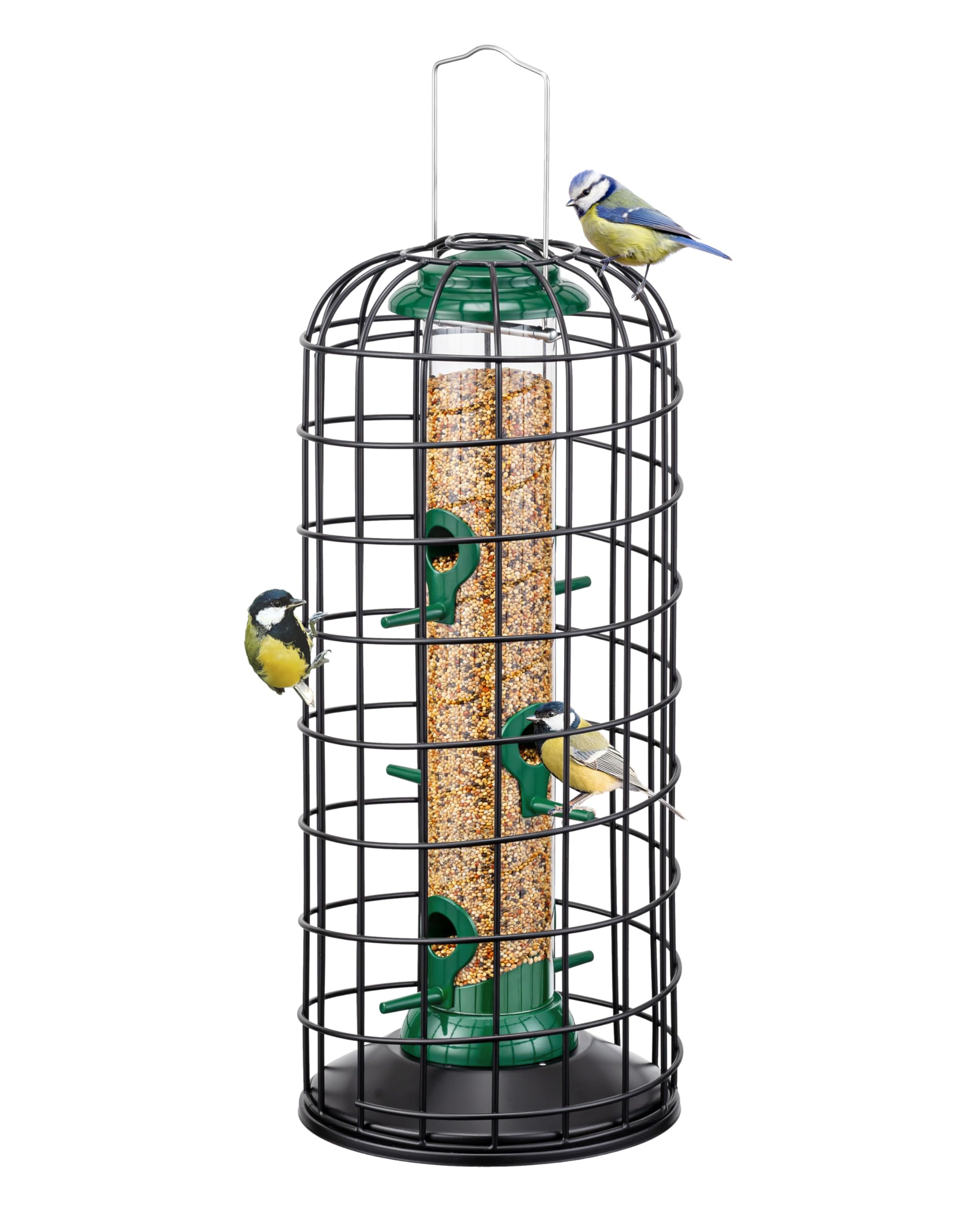 iBorn Squirrel Proof Bird Feeder Pigeon Proof Cage Bird Feeder for Outside with Squirrel, Pestoff Hanging Wild Bird Seed Feeder for Mix Seed Blends,