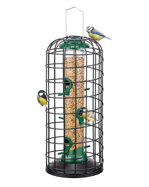 iBorn Squirrel Proof Bird Feeder Pigeon Proof Cage Bird Feeder for Outside with Squirrel, Pestoff Hanging Wild Bird Seed Feeder for Mix Seed Blends,
