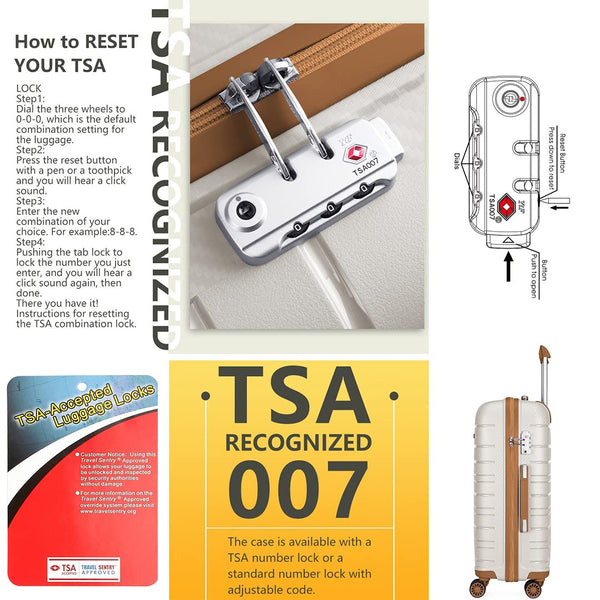 Kono Lightweight Suitcase Hand Luggage Polypropylene Hard Shell Travel Trolley