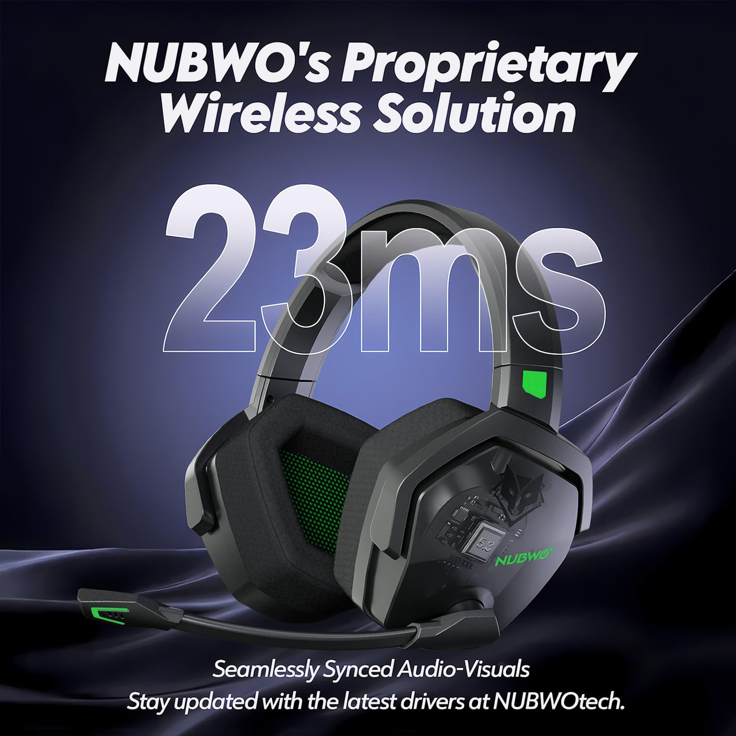 NUBWO G06 Pro Wireless Gaming Headset with Charging Station for Headset & PS5 Controller, 17ms Low Latency, 120H Battery Life, Dynamic 50mm Drivers-White (Only Compatible with PS5)