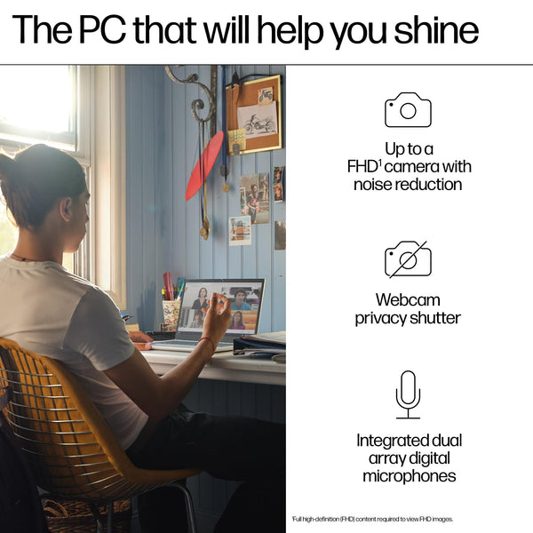 HP Chromebook 14" | Intel Processor N100 Processor| 4 GB RAM | 128 GB Flash Storage | Intel UHD Graphics | HD Display | Up to 12hrs battery | Chrome OS | Dual Speakers | Glacier Silver | 14a-nf0002sa