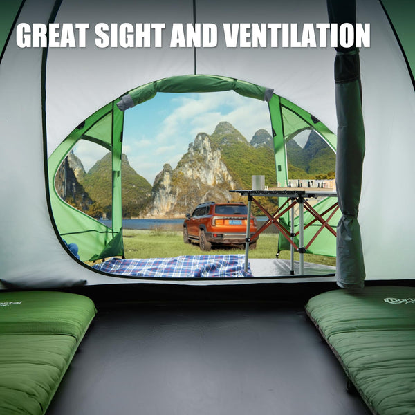 Portal 3-4 Man Tent with Porch, Camping Tent for 3 to 4 Persons with Sewn-in Groundsheet, 4000mm Waterproof Family Tent with Bedroom, Lightweight Dome Tent for Outdoor Garden Backpacking Hiking