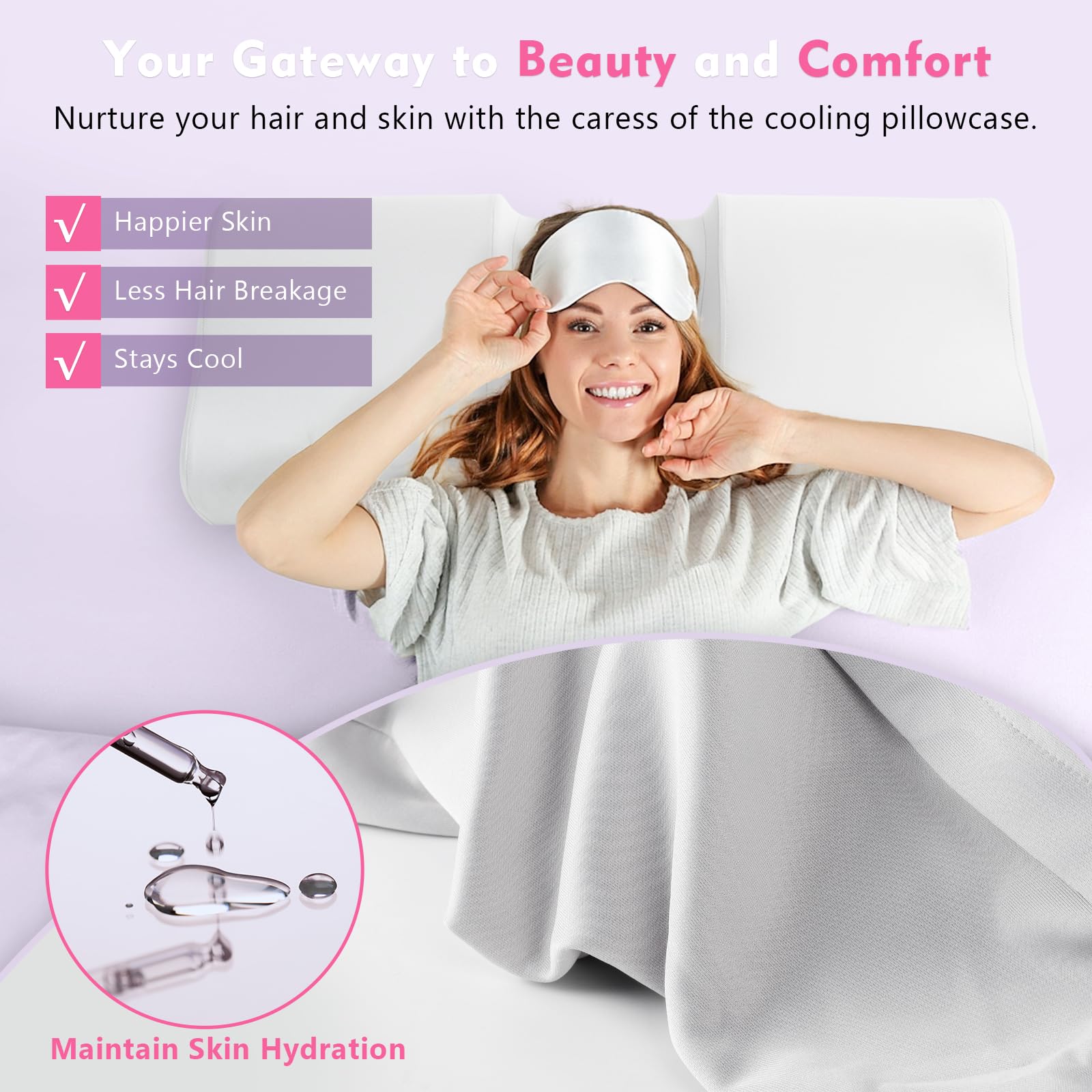Hydomi Anti Wrinkle Pillow 2 In 1 Anti Aging Beauty Memory Foam Pillow, Neck Support Back Sleeping Pillow for Wrinkle Prevention, Orthopedic Pillow