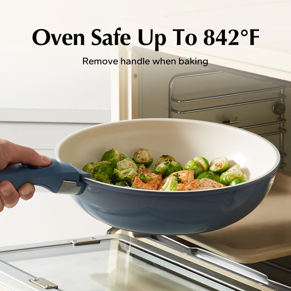 Redchef Ceramic Pots and Pans Set Non Stick, 16 pcs Nonstick Cookware Set with Detachable Handle, Non Toxic, PFAS PFOA & PTFE Free, RV Ceramic Cookware Set for Camping, Oven Safe (Pink)