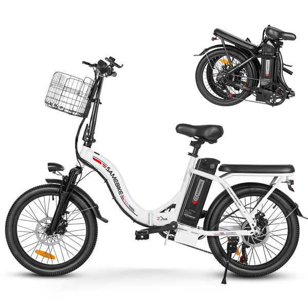 SAMEBIKE Shiman0 7-Speed Foldable Electric Bike for Adults, 20"*2.35 Fat Tire Ebike, Max Range 110KM, Dual Shock Absorber, E-bike for Commuting and Off-Road Adventures