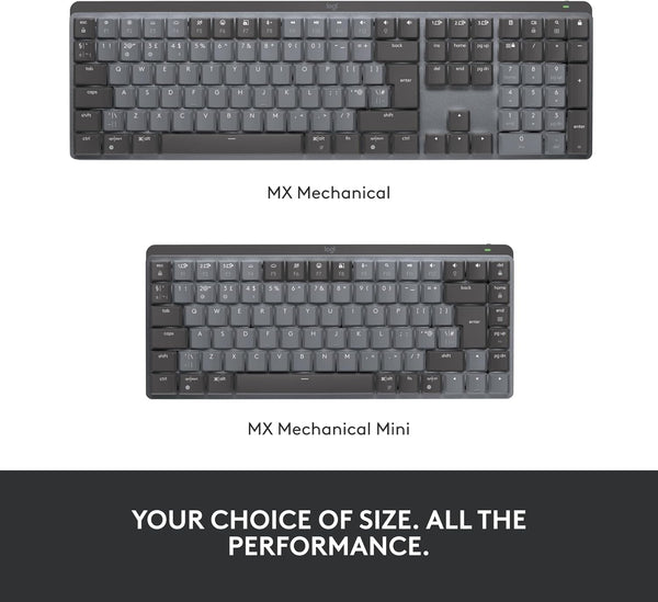 Logitech MX Mechanical Wireless Illuminated Performance Keyboard, Tactile Quiet Switches, QWERTY UK English Layout - Grey