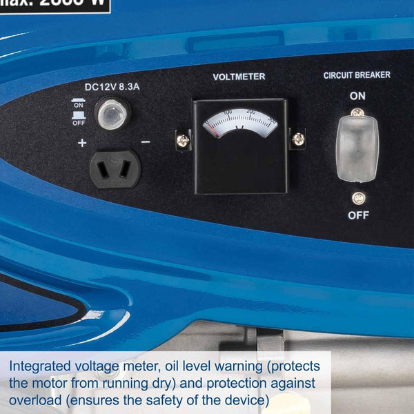 Scheppach SG3200 Petrol Generator | 2800W Max | 196cc 4-Stroke | 2x 230V | 15L Tank | AVR & Wheel Kit