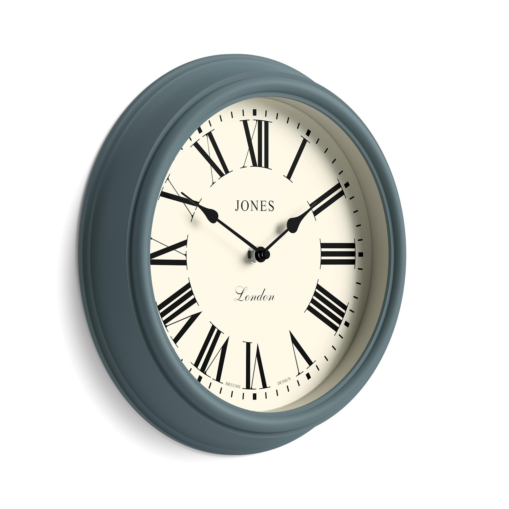 Jones Clocks Venetian wall clock | Classic round clock | 30cm | Blue | Roman numerals | Traditional design ideal for kitchen, living room or bedroom