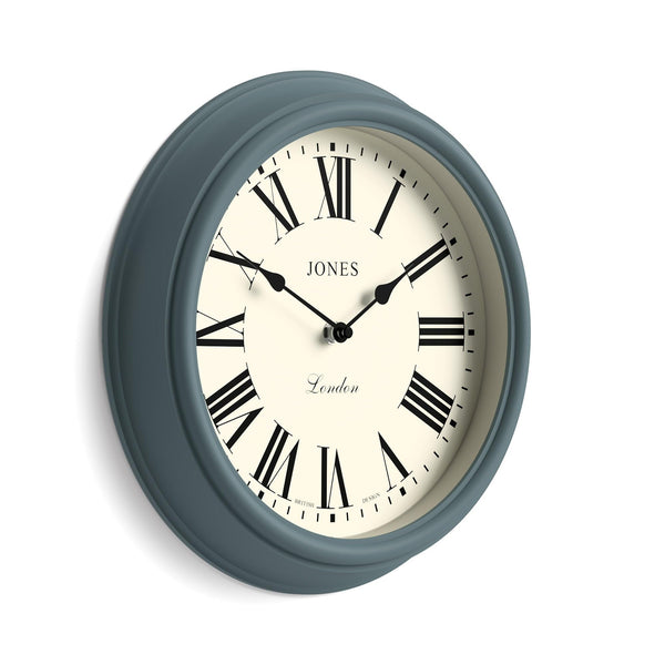 Jones Clocks Venetian wall clock | Classic round clock | 30cm | Blue | Roman numerals | Traditional design ideal for kitchen, living room or bedroom