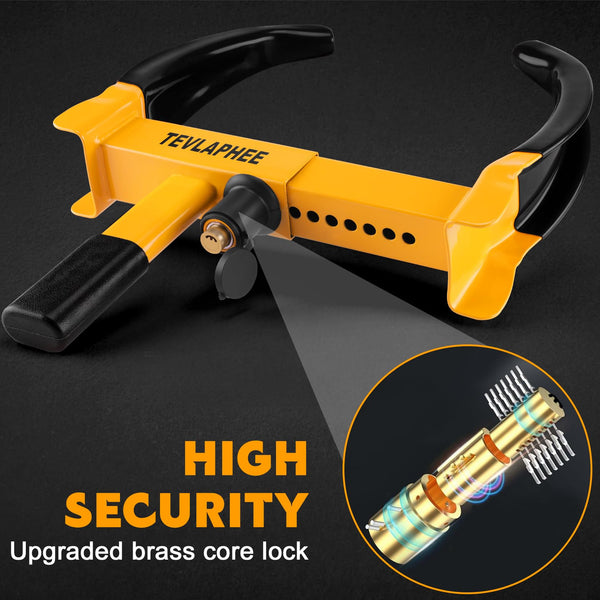 Tevlaphee Wheel Clamp Lock Heavy Duty Anti-Theft, Adjustable Security for Cars, Vans, Motorhomes (Fits 7-11" Tyres), Weatherproof & Vandal-Resistant Design (Red&Yellow)
