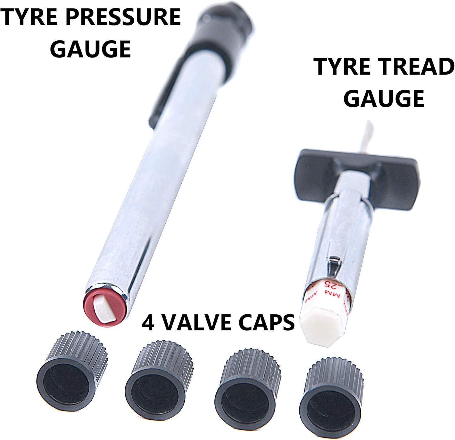 AA Tyre Safety Kit for Cars AA1146 - 2 Gauges for Tread Depth and Tyre Pressure Plus 4 Dust Caps, Green