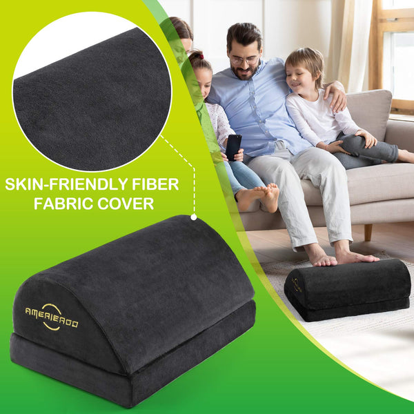 AMERIERGO Wedged-Shape Adjustable Foot Rest,Foot Stool Under Desk, Cushion with 2 Optional Height for Home & Office