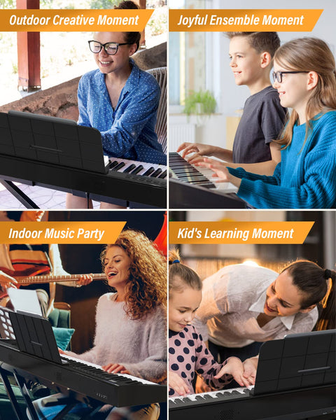 OYAYO 88 Key Digital Piano Full Size Semi-Weighted Keys, Complete Bundle Includes Double X Stand, Travel Bag, Touch Sensitivity Portable Keyboard for Beginners and Musicians on the Road