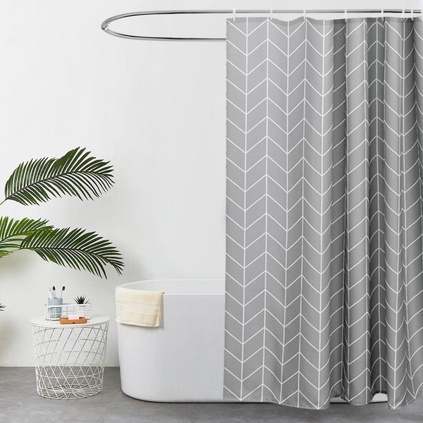 EurCross Extra Wide Shower Curtain 300 x 200cm Drop, Mould proof Mildew Resistant Grey Large Shower Curtain for Bathroom with Geometric Pattern 3m x