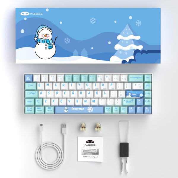 MageGee Portable 60% Gaming Mechanical Keyboard, Minimalist MK-Box Ice Blue Backlit Compact 68 Keys Wired Office Keyboard with Red Switch for Windows Laptop PC Mac Convenient(Gray & White)