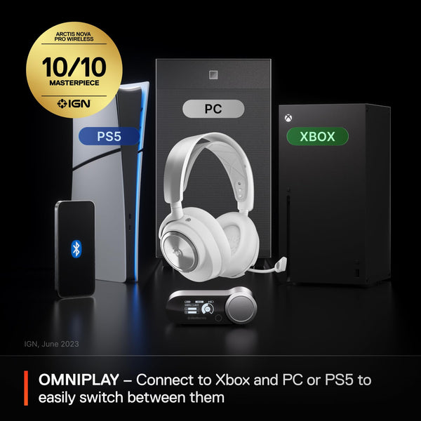 SteelSeries Arctis Nova Pro Wireless Xbox Omni-Platform Gaming Headset — Neodymium Magnetic Drivers — Active Noise Cancellation — 2 Battery System — Xbox, PC, PS5, PS4, Switch, Mobile
