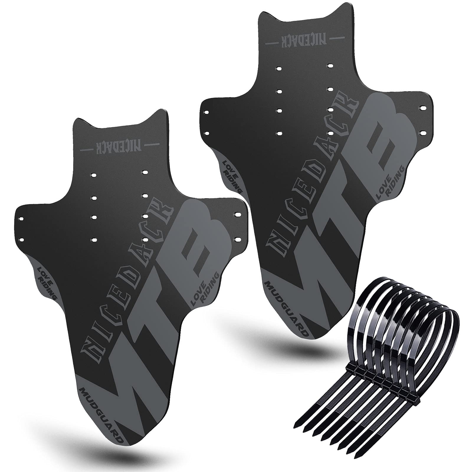 NICEDACK Mudguards Mountain Bike, 2 Pieces Mudguard Fit 20-29 Inch MTB Mudguard Front and Rear Compatible Bicycle Splash Guard