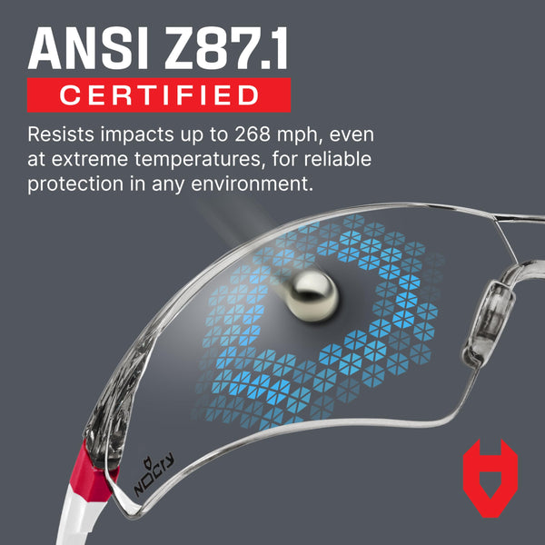 NoCry Clear Safety Glasses for Work with Anti Fog Scratch Resistant Wrap-Around Lenses and Non-Slip Grips, UV Protection. Adjustable Eye Protection Cycling and Squash Glasses with Black & Green Frames