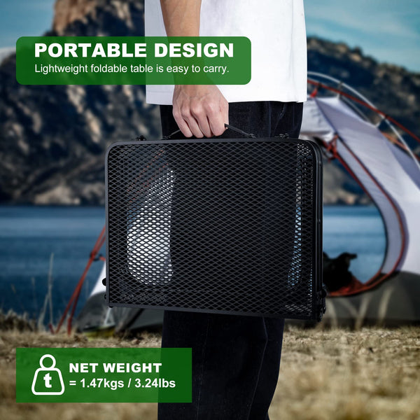 Odoland Portable Camping Table Ultralight Aluminum Folding Picnic Table Small Camp Table for Beach Hiking Backpacking Outdoor Indoor Picnic RV BBQ Black